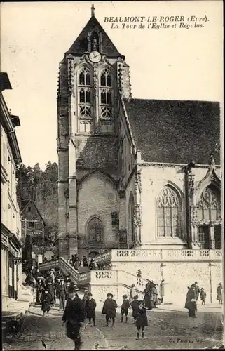 Ak Beaumont le Roger Eure, La Tour de l'Église et Régulus