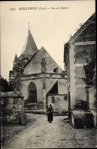 Ak Quillebeuf sur Seine Eure, Rue de l'Église