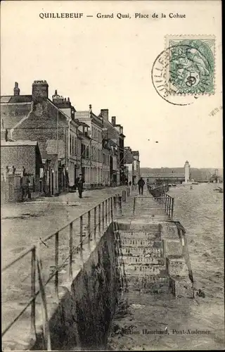 Ak Quillebeuf sur Seine Eure, Grand Quai, Place de la Cohue