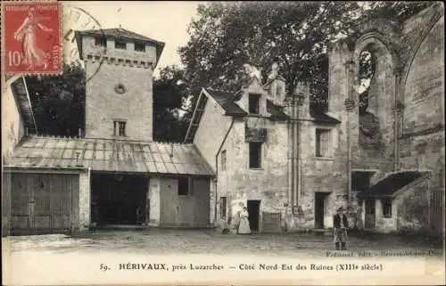 Ak Hérivaux Luzarches Val d’Oise, Côté Nord Est des Ruines