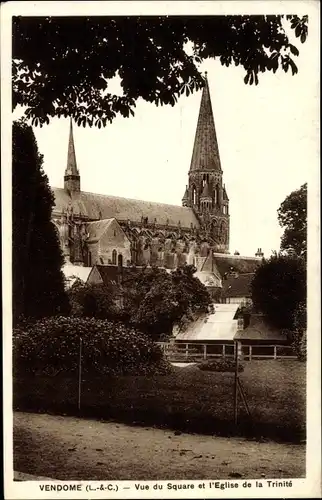 Ak Vendôme Loir et Cher, Vue du Square et l'Église