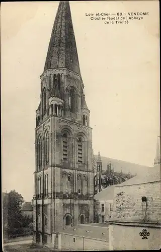 Ak Vendôme Loir et Cher, Clocher féodal de l'Abbaye de la Trinité