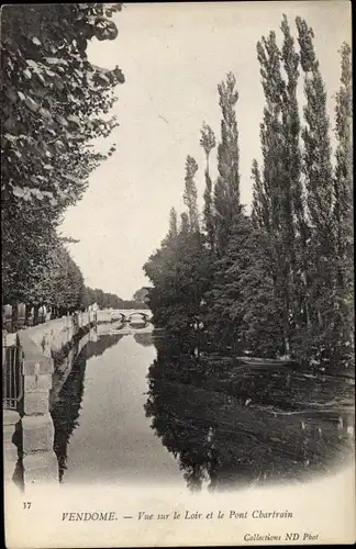 Ak Vendôme Loir et Cher, Vue sur le Loir et le Pont Chartrain