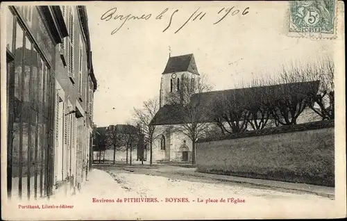 Ak Boynes Loiret, La place de l'Eglise
