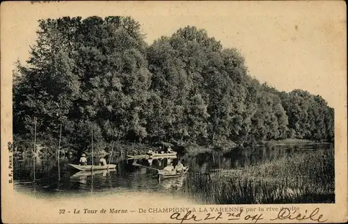 Ak Champigny Marne, a La Varenne par la rive droite