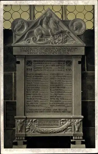 Ak Nürnberg in Mittelfranken Bayern, Gedenktafel des Real- und Reformgymnasiums