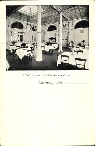 Ak Nürnberg in Mittelfranken, Hotel Strauss, Frühstückssalon