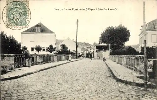 Ak Maule Yvelines, Vue prise du Pont de la Belique