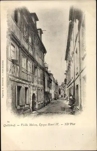 Ak Quillebeuf sur Seine Eure, Vieille Maison, Époque Henri IV.