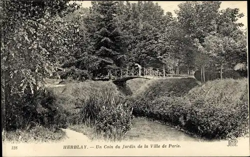 Ak Herblay Val d’Oise, Un Coin du Jardin de la Ville de Paris