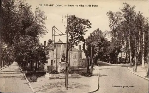 Ak Briare Loiret, Route de Gien et de Paris