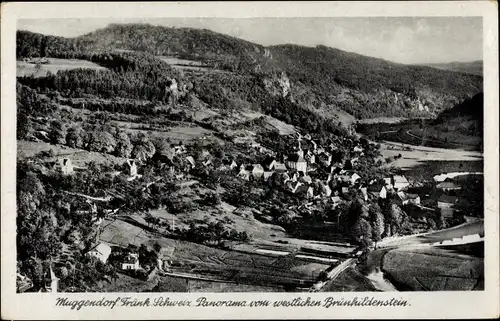 Ak Muggendorf Wiesenttal Fränkische Schweiz, Panorama vom westlichen Brunhildenstein