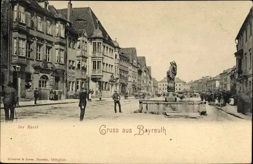 Ak Bayreuth in Oberfranken, Markt, Brunnen
