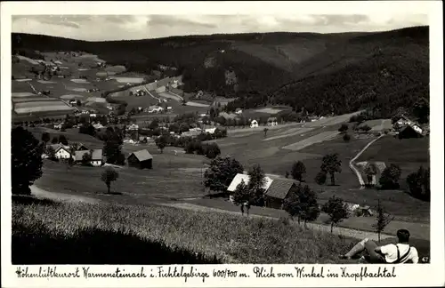 Ak Warmensteinach Oberfranken Bayern, Blick vom Winkel ins Knopfbachtal