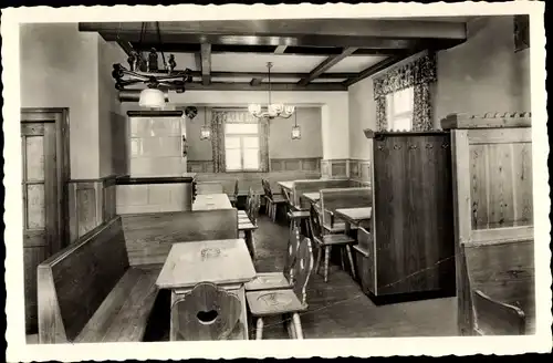 Ak Pommelsbrunn Mittelfranken, Bahnhof Hotel, Gastraum