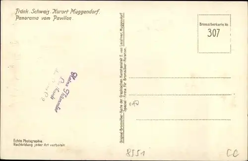 Ak Muggendorf Wiesenttal Fränkische Schweiz, Panorama vom Pavillon
