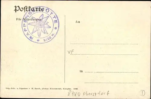 Ak Oberstdorf im Oberallgäu, Kemptnerhütte, Obermädele