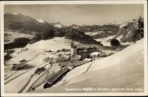 Ak Wasach Oberstdorf im Oberallgäu, Sanatorium, Winteridyll