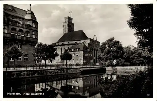 Ak Pforzheim im Schwarzwald, Herz Jesu Kirche