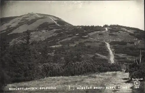 Foto Ak Goldhöhe Zlaté návrší, Schüsselbauden