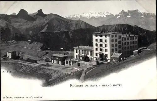 Ak Rochers de Naye Kt. Waadt Schweiz, Grand Hotel