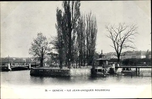 Ak Genève Genf Stadt, Ile Jean Jacques Rousseau