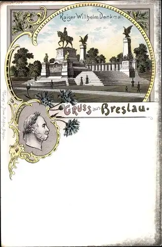Litho Wrocław Breslau in Schlesien, Kaiser Wilhelm Denkmal, Portrait