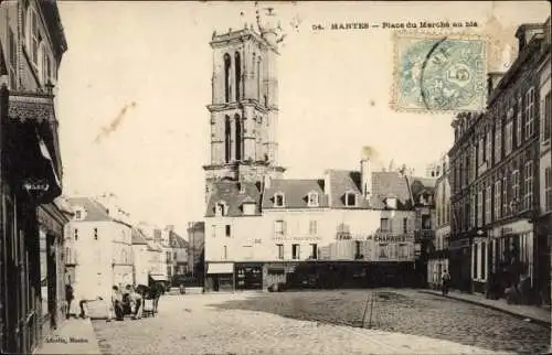 Ak Mantes Yvelines, Place du Marché au blé