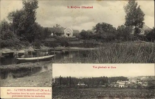 Ak Briollay Maine et Loire, Vue générale, La Fontaine dont les eaux merveilleuses