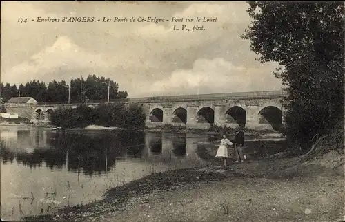 Ak Les Ponts de Cé Maine et Loire, Pont sur le Louet