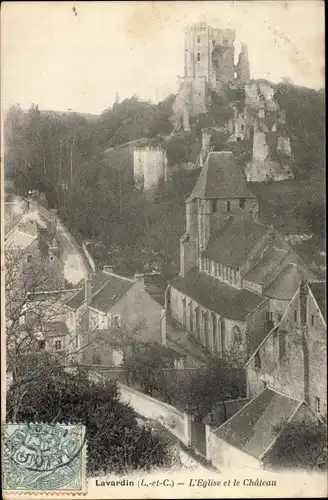 Ak Lavardin Loir et Cher, L'Église et le Château