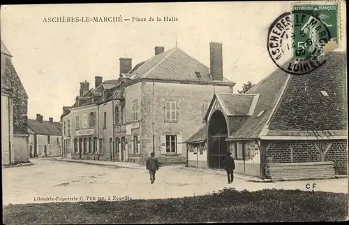 Ak Aschères-le-Marché Loiret, Place de la Halle