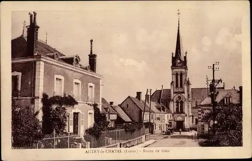 Ak Autry le Châtel Loiret, Route de Glen