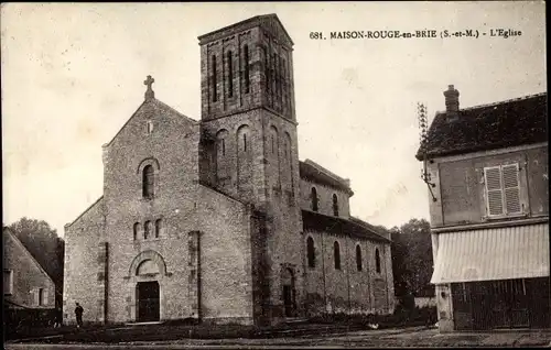 Ak Maison Rouge Seine et Marne, L'Église