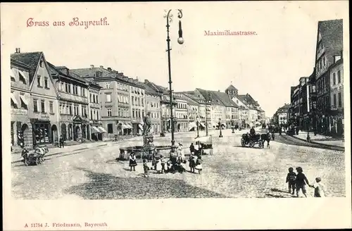 Ak Bayreuth in Oberfranken, Maximilianstraße, Brunnen