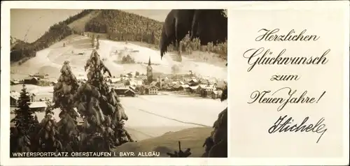Ak Oberstaufen im Oberallgäu, Totale, Winterzauber, Neujahr
