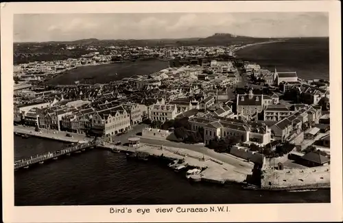 Ak Curaçao Niederländische Antillen Karibik, Vogelschau, Ort