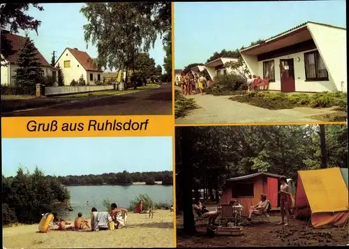 Ak Ruhlsdorf Marienwerder Brandenburg, Campingplatz E/48, Strand am Kiessee, Bungalows