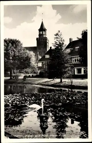 Ak Bodegraven Südholland, Vijver met Ned. Herv. Kerk