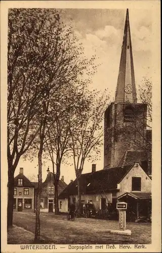 Ak Wateringen Südholland, Dorpsplein met Ned. Herv. Kerk