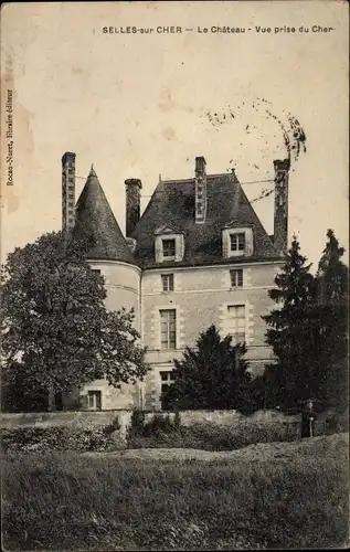 Ak Selles sur Cher Loir et Cher, Château, Vue prise du Cher