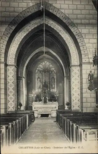 Ak Cellettes Loir et Cher, Intérieur de l'Église