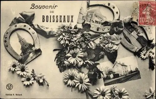 Ak Boisseaux Loiret, Kirche, Bahnhof, Ortspartien