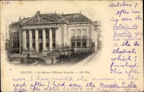 Ak Nantes Loire Atlantique, Le Muséum d'Histoire Naturelle