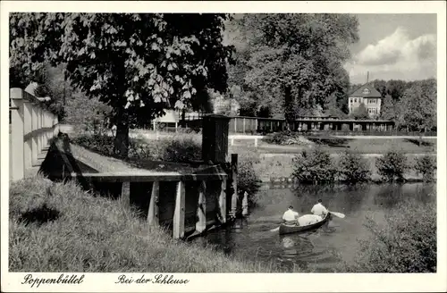 Ak Hamburg Wandsbek Poppenbüttel, Bei der Schleuse