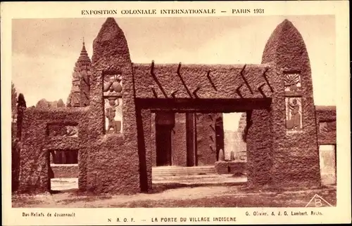 Ak Paris, Exposition Coloniale Internationale 1931, La Porte du Village Indigene
