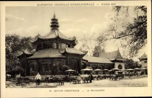 Ak Paris, Exposition Coloniale Internationale 1931, Section Indochinoise, Le Restaurant