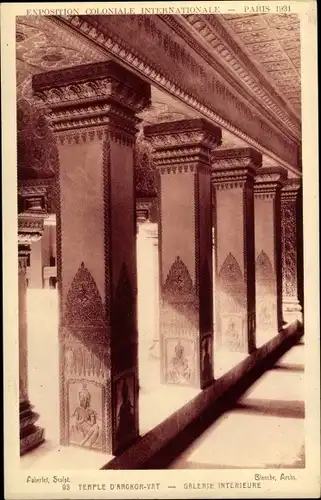 Ak Paris, Exposition Coloniale Internationale 1931, Temple d'Angkor Vat, Galerie Interieure
