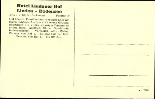 Ak Lindau am Bodensee Schwaben, Hotel Lindauer Hof, Leuchtturm, Löwe
