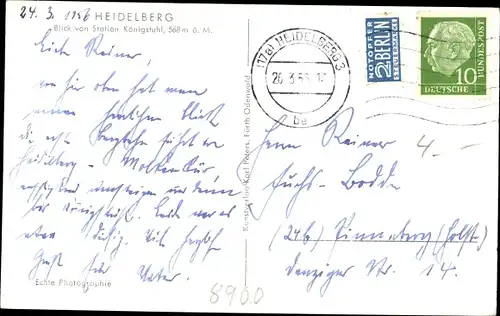 Ak Heidelberg am Neckar, Blick von Station Königstuhl, Bahn